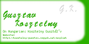 gusztav kosztelny business card